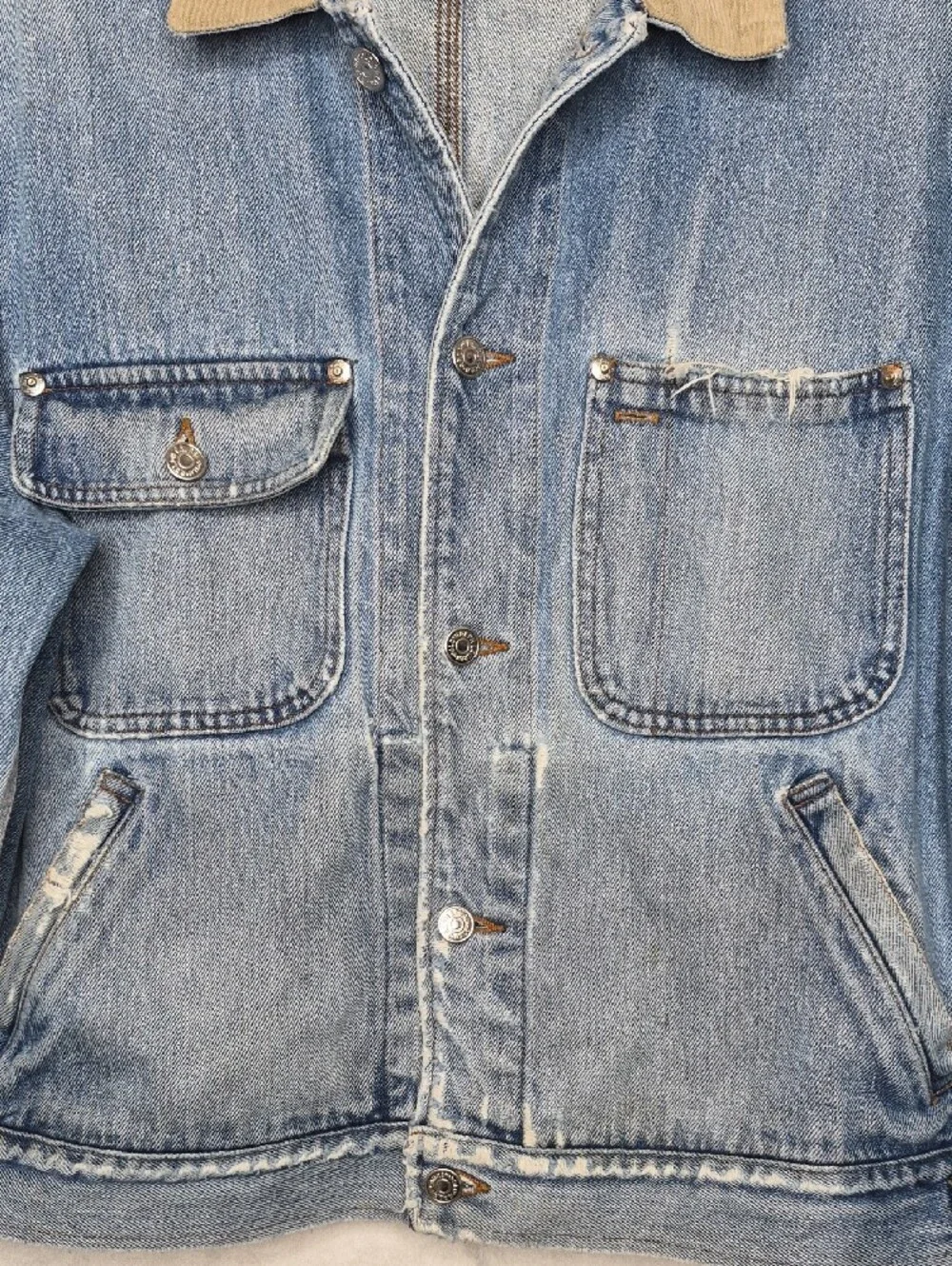 Vintage 80s Polo Ralph Lauren Made in USA Distressed Denim Jacket Medium